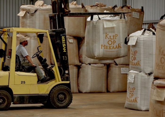 man driving forklift