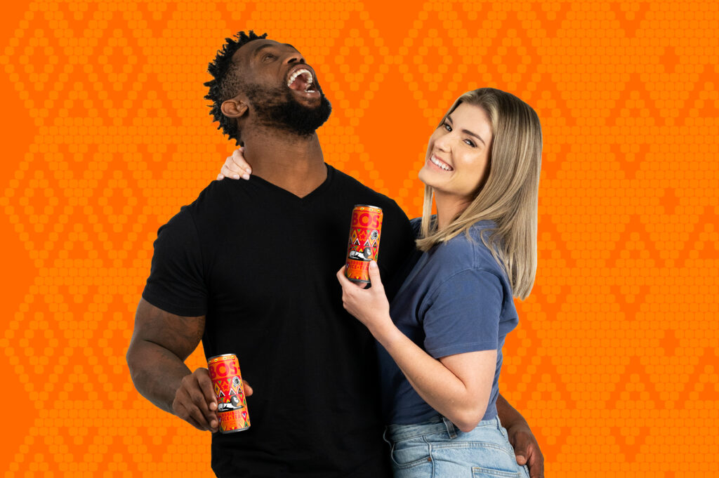 Rachel and Siya Kolisi BOS ice tea limited edition can