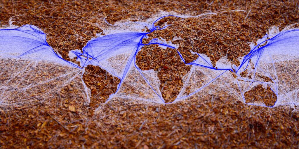 World Shipping Routes supply chain lines global tea trade