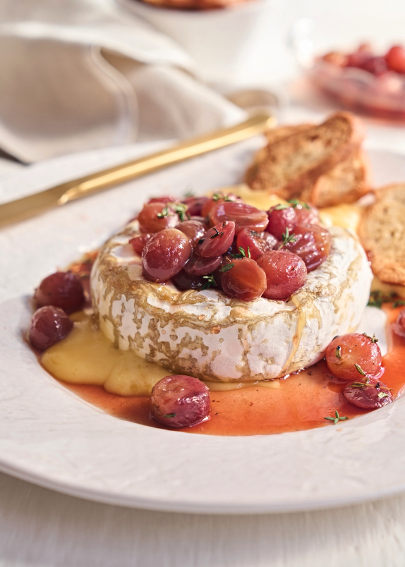 Rooibos Roasted Grapes on Baked Camembert